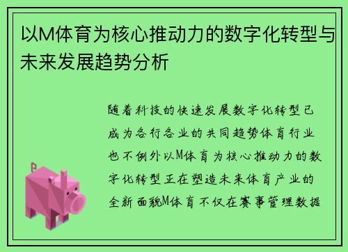 以M体育为核心推动力的数字化转型与未来发展趋势分析